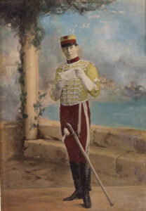 Hartwig Baruch in costume. He is dressed as a soldier.