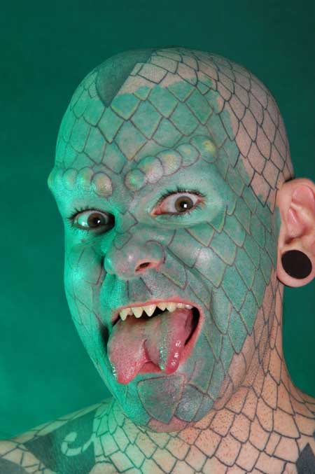 lizard man before tattoos