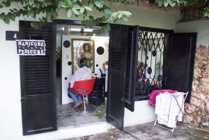 In what was once a garage in a house in Vedado now sits Salmeron's beauty salon. Photo by Jessica Nieberg. 