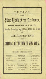 Pamphlet for the Burial of the Free Academy.