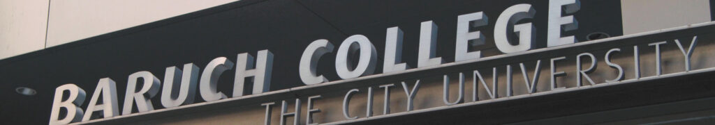 Baruch College sign on the Vertical Campus building
