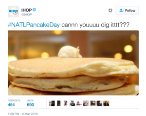 IHOP celebrates National Pancake Day unlike any other company. Courtesy of twitter.com